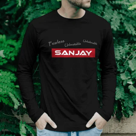 Fearless Name Customized Printed Men's Full Sleeves Cotton T-Shirt