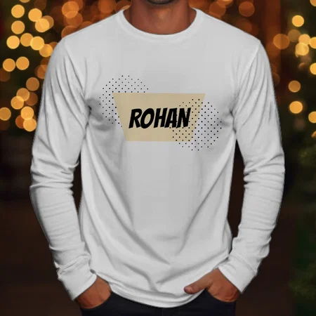 Cool Name Brand Customized Printed Men's Full Sleeves Cotton T-Shirt