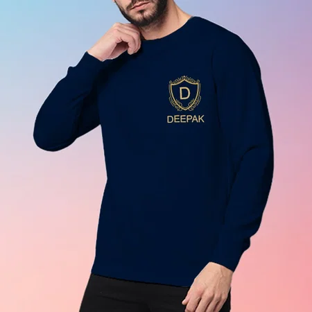 Name Logo Customized Printed Men's Full Sleeves Cotton T-Shirt