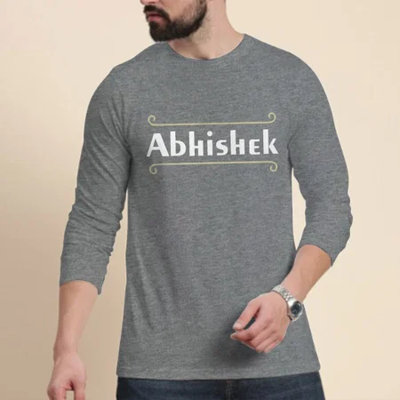 Stylish Name Customized Printed Men's Full Sleeves Cotton T-Shirt