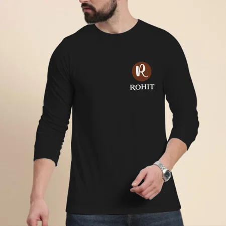 Name Initials Style Customized Printed Men's Full Sleeves Cotton T-Shirt