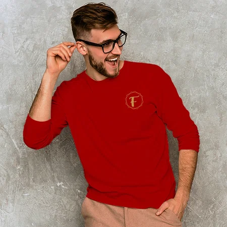 Name Initials Customized Printed Men's Full Sleeves Cotton T-Shirt