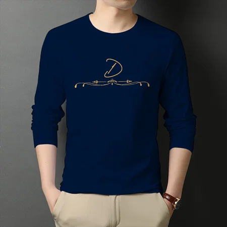 Cursive Name Customized Printed Men's Full Sleeves Cotton T-Shirt