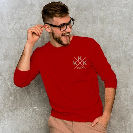 Name Initials with Year Customized Printed Men's Full Sleeves Cotton T-Shirt