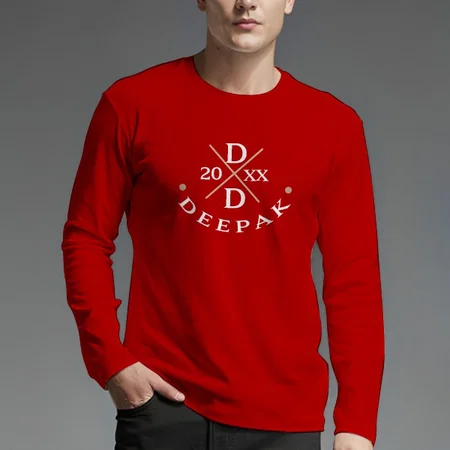 My Name My Style Customized Printed Men's Full Sleeves Cotton T-Shirt