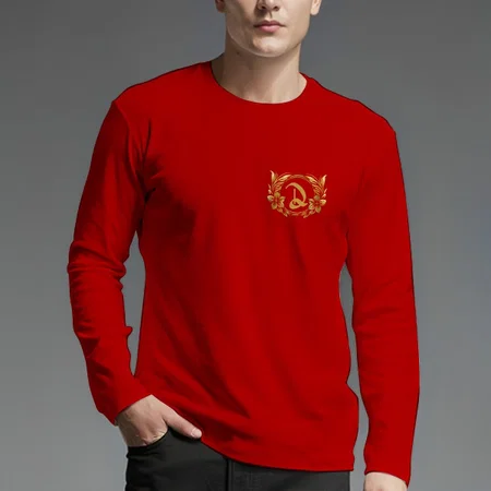 Name Initials Customized Printed Men's Full Sleeves Cotton T-Shirt