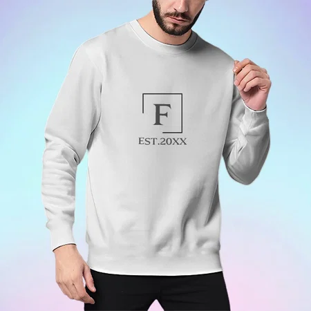 Stylish Name Initials Customized Printed Men's Full Sleeves Cotton T-Shirt