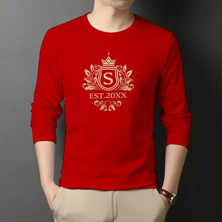 Name with Year Customized Printed Men's Full Sleeves Cotton T-Shirt