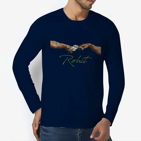 Money Customized Printed Men's Full Sleeves Cotton T-Shirt