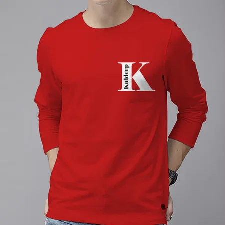 Monogram Customized Printed Men's Full Sleeves Cotton T-Shirt
