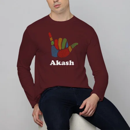 High Five Customized Printed Men's Full Sleeves Cotton T-Shirt