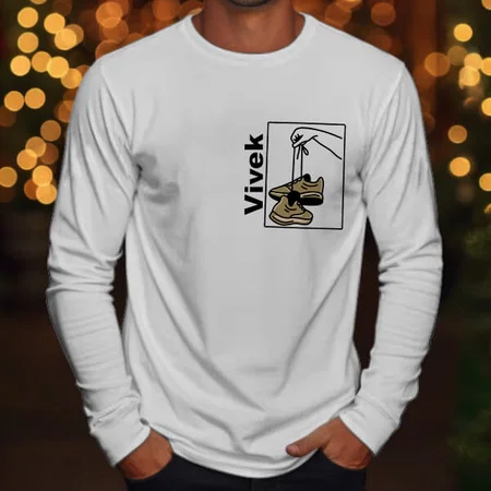 Drop Name Customized Printed Men's Full Sleeves Cotton T-Shirt