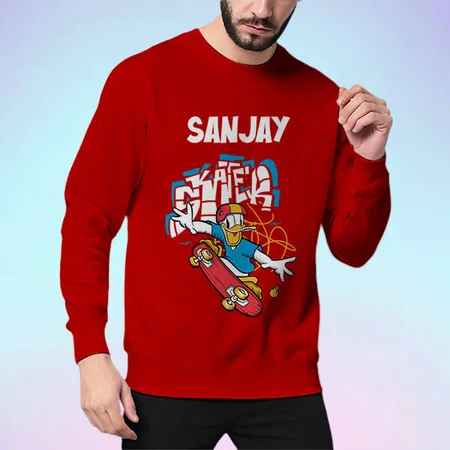 Skater Customized Printed Men's Full Sleeves Cotton T-Shirt