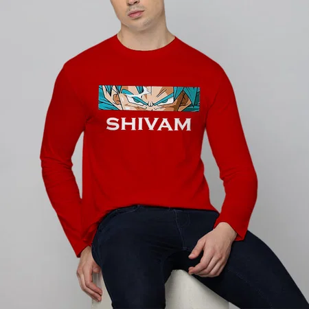 Intense Gaze Customized Printed Men's Full Sleeves Cotton T-Shirt