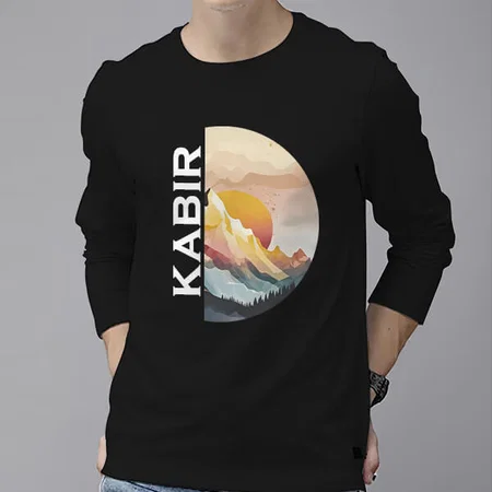 Sunrise Customized Printed Men's Full Sleeves Cotton T-Shirt