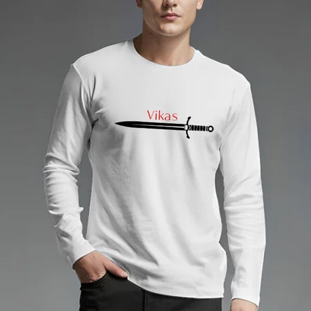 Fierce Sword Customized Printed Men's Full Sleeves Cotton T-Shirt
