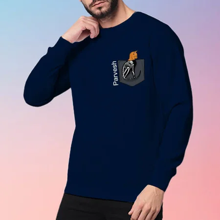 X-Ray Pocket Customized Printed Men's Full Sleeves Cotton T-Shirt