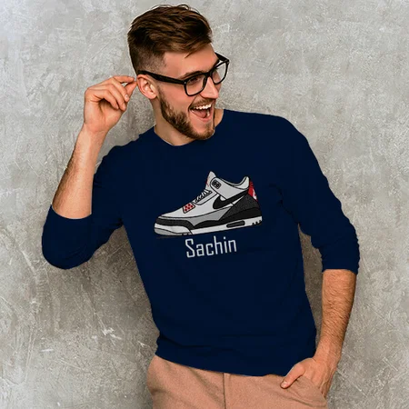 Cool Sneakers Customized Printed Men's Full Sleeves Cotton T-Shirt