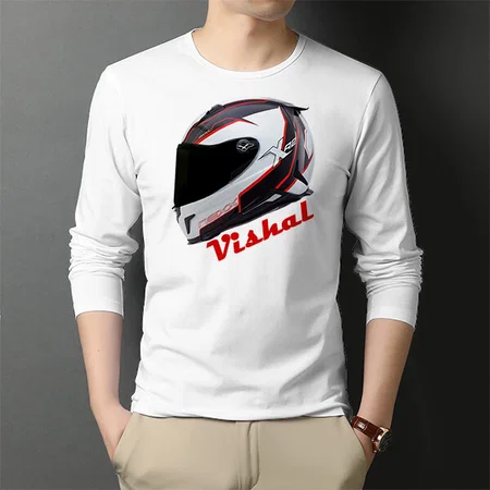 Biker Customized Printed Men's Full Sleeves Cotton T-Shirt