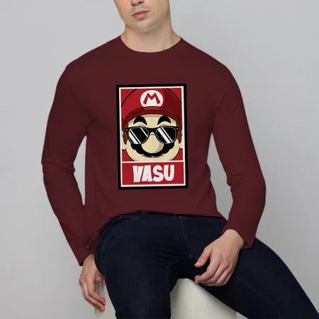 Cool Guy Customized Printed Men's Full Sleeves Cotton T-Shirt