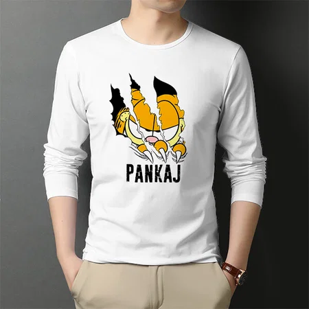 Scratched Customized Printed Men's Full Sleeves Cotton T-Shirt