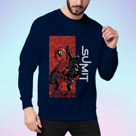 Red Superhero Customized Printed Men's Full Sleeves Cotton T-Shirt