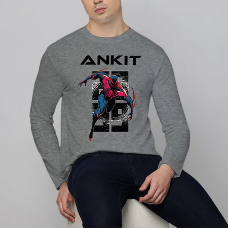 Fast Superhero Customized Printed Men's Full Sleeves Cotton T-Shirt