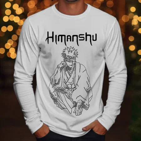 Calm Customized Printed Men's Full Sleeves Cotton T-Shirt