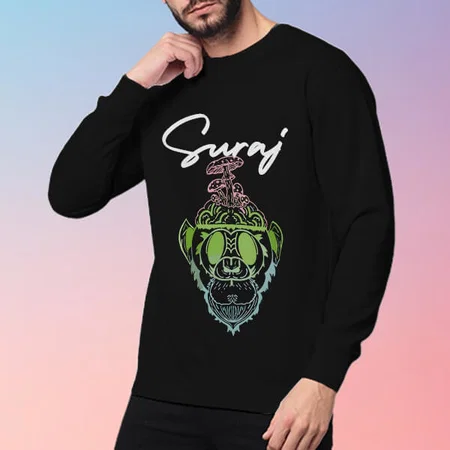 Green Monkey Customized Printed Men's Full Sleeves Cotton T-Shirt