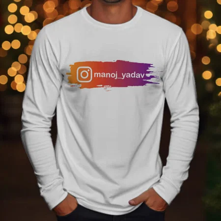 Insta ID Customized Printed Men's Full Sleeves Cotton T-Shirt
