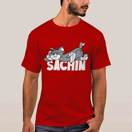 Lazy Cartoon Customized Printed Men's Half Sleeves Cotton T-Shirt
