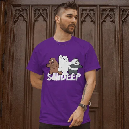 Cute Fighters Customized Printed Men's Half Sleeves Cotton T-Shirt
