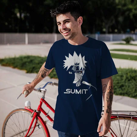 Minimalistic Customized Printed Men's Half Sleeves Cotton T-Shirt