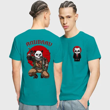 Panda Boss Customized Printed Men's Half Sleeves Cotton T-Shirt