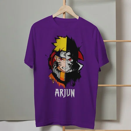 2 Faces Customized Printed Men's Half Sleeves Cotton T-Shirt