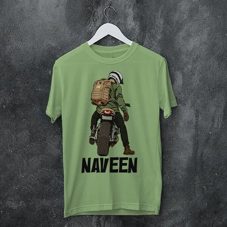 Biker Customized Printed Men's Half Sleeves Cotton T-Shirt