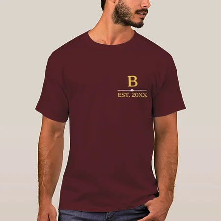 Name Initials Customized Printed Men's Half Sleeves Cotton T-Shirt