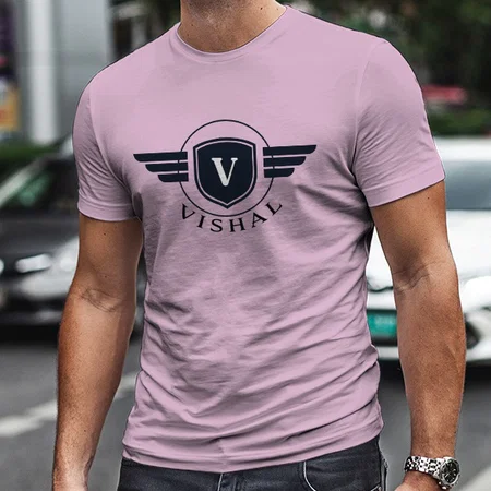 Name with Initials Customized Printed Men's Half Sleeves Cotton T-Shirt