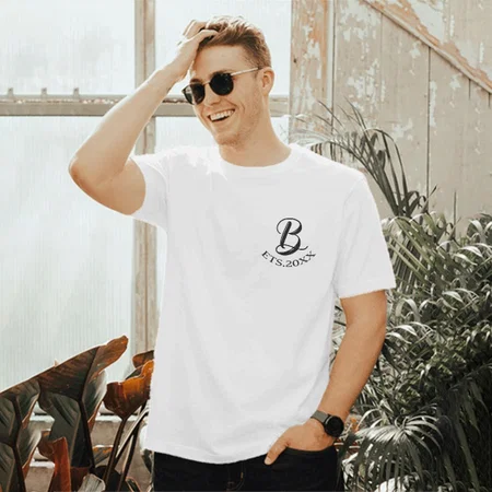 Name Initials Customized Printed Men's Half Sleeves Cotton T-Shirt