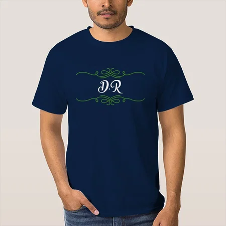 Name Initials Customized Printed Men's Half Sleeves Cotton T-Shirt