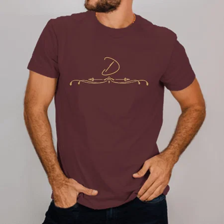 Cursive Name Customized Printed Men's Half Sleeves Cotton T-Shirt