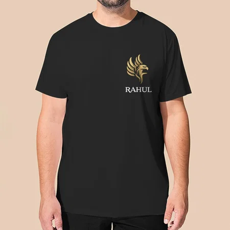 Name with Logo Customized Printed Men's Half Sleeves Cotton T-Shirt