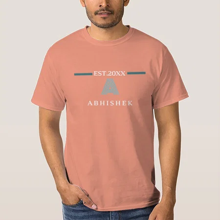 Estd Year with Name Customized Printed Men's Half Sleeves Cotton T-Shirt