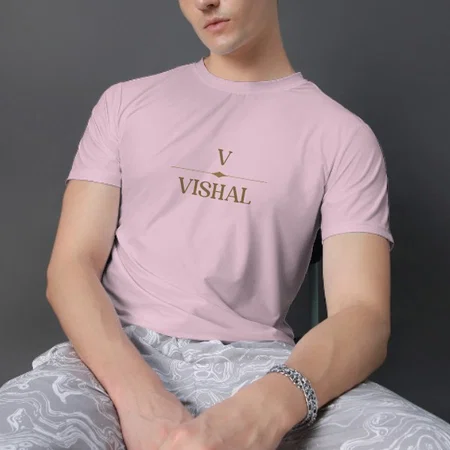 Royal Name Initials Customized Printed Men's Half Sleeves Cotton T-Shirt