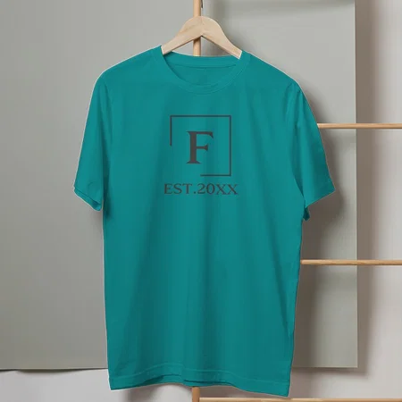 Stylish Name Initials Customized Printed Men's Half Sleeves Cotton T-Shirt