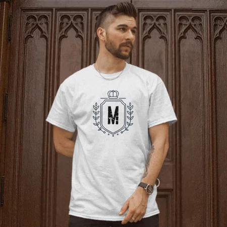 Name Initials Customized Printed Men's Half Sleeves Cotton T-Shirt