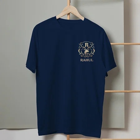Name with Initials Customized Printed Men's Half Sleeves Cotton T-Shirt