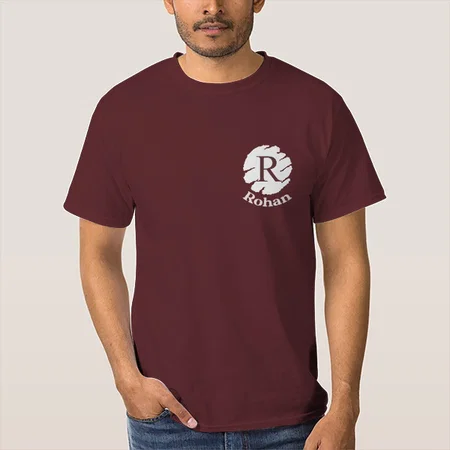 Name Initials Design Customized Printed Men's Half Sleeves Cotton T-Shirt