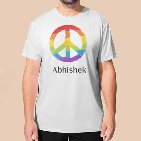 Peace Customized Printed Men's Half Sleeves Cotton T-Shirt