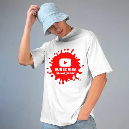 Subscribe Oversized Hip Hop Customized Printed Men's Half Sleeves Cotton T-Shirt
